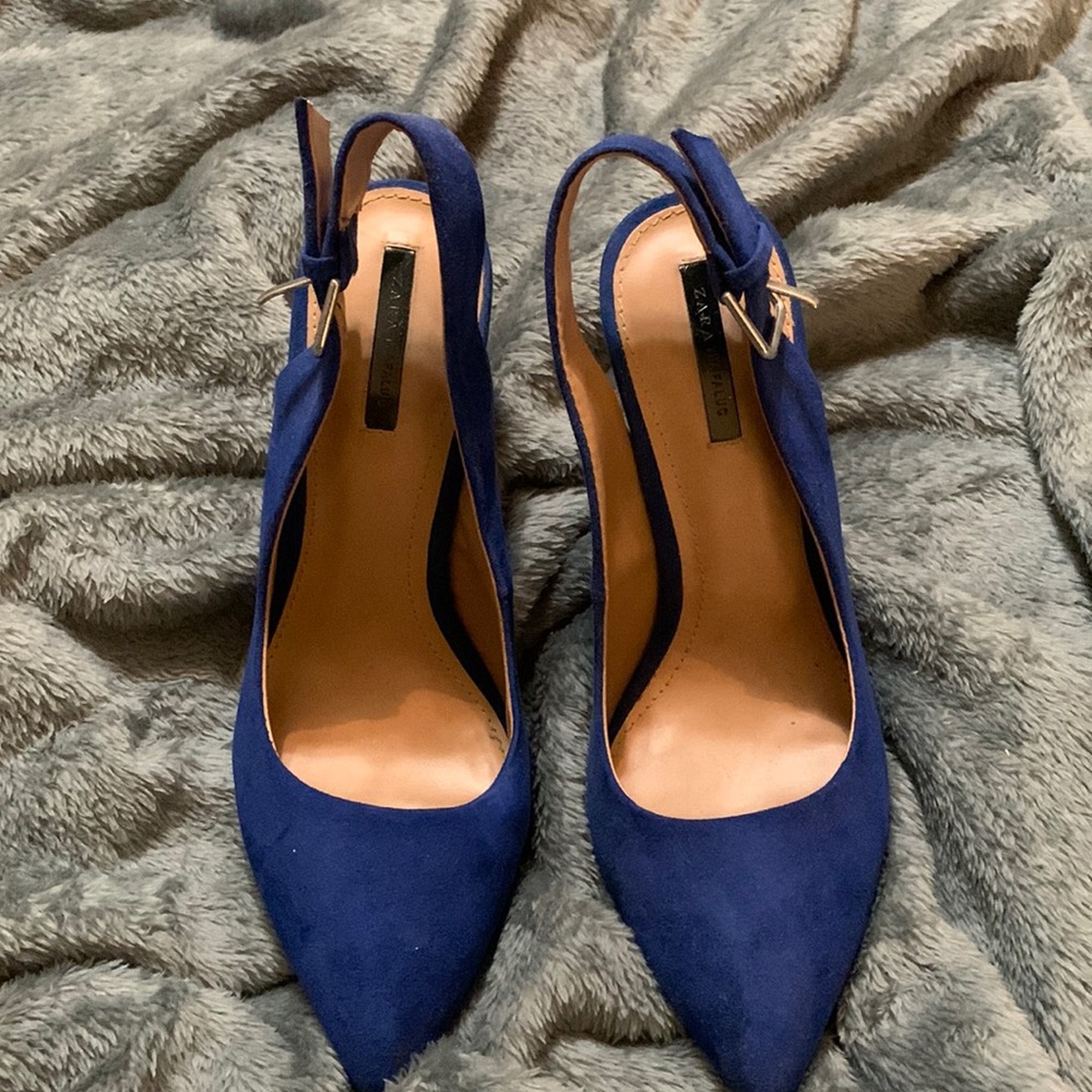 Zara  Trafaluc Royal blue sling backs